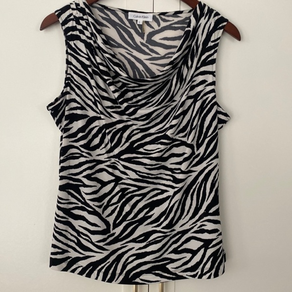 Calvin Klein Zebra Sleeveless Top - L